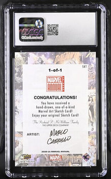 Marvel English Hela 1 of 1 CGC 9 - Marvel Annual 2020-21 (2022 Upper Deck) Artist Sketch Card Marco Carrillo
