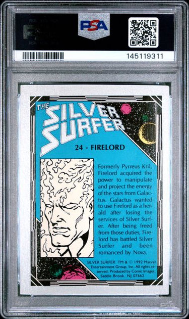 1992 COMIC IMAGES SILVER SURFER #24 FIRELORD PSA 7