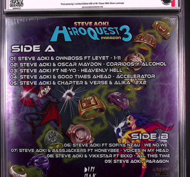 HiroQuest 3: Paragon Steve Aoki Limited Edition #29/50 - Green With Silver Laminate - AMG Graded Mint 10