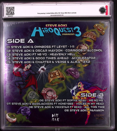 HiroQuest 3: Paragon Steve Aoki Limited Edition #29/50 - Green With Silver Laminate - AMG Graded Mint 10