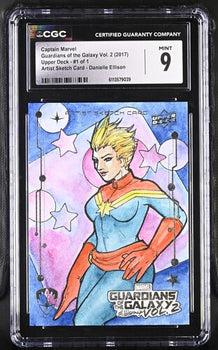 Marvel English Captain Marvel 1 of 1 2017 Guardians of the Galaxy Vol. 2 (2017 Upper Deck) Artist Sketch Card Danielle Ellison