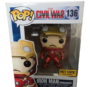 Funko Pop! Marvel's Civil War Iron Man Unmasked #136 Hot Topic Exclusive