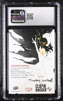 Marvel English Timothy Geathers 1 of 1 2021 Marvel Cloak & Dagger (2021 Upper Deck) Artist Sketch Card